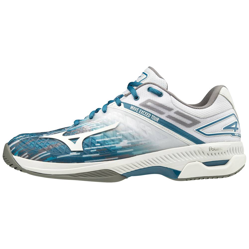 Panske Tenisove Topanky Mizuno Wave Exceed Tour 4 AC Modre/Biele Vypredaj ZIBE23165